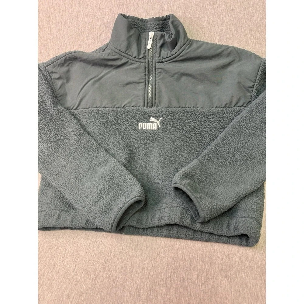 Puma Women's XS Fleece Quarter Zip Pullover Black Long Sleeve Athletic Jacke - Picture 5 of 8